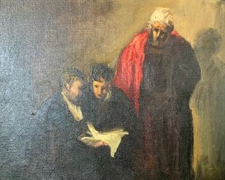 Signed Oil Painting Three Men
