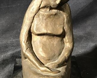 ESTELLE GOODMAN Signed Ceramic Statue on Wood Base