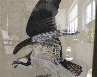 Signed Chinese Hand Painted Bird with Fish