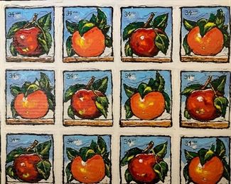 LESLIE LEW Signed Apples & Oranges Painting 2008