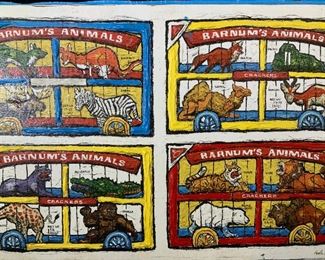 Leslie Lew Signed Animal Crackers Painted Giclee