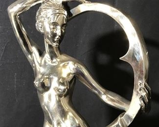 J GARCIA Silver Overlay Female Art Nude Statue