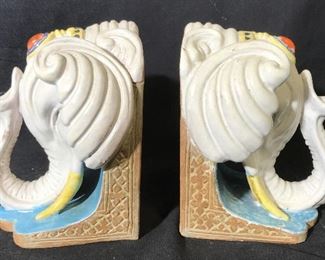 Pair Ceramic Elephant Bookends
