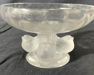Signed LALIQUE France Pedestaled Trinket Dish