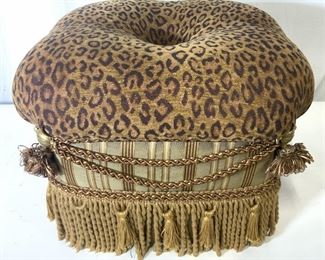 Skirted Leopard Print Ottoman