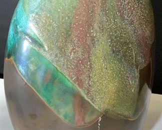 Signed TONY EVANS RAKU Pottery Floor Vase