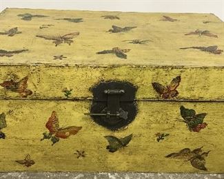 Vintage Asian Hand Painted Wooden Chest