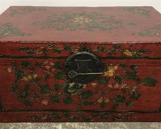 Vintage Asian Hand Painted Wooden Chest