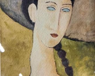 MODIGLIANI Signed Portrait of Woman Lithograph