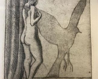 RENE MAGRITTE Signed Nude Woman Lithograph