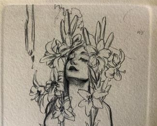 ALPHONSE MUCHA Signed Portrait Lithograph