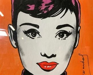 Signed Audrey Hepburn Painting AFTER Andy Warhol