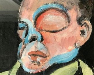 Signed Portrait Pastel Drawing AFTER Francis Bacon