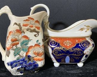 Lot 2 Signed Antique Porcelain Serving Pitchers