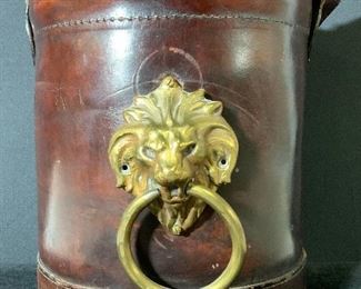 BROOKS BROTHERS Antique Leather Wrapped Ice bucket