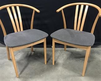 Pair Wishbone Hans Wegner Style Chairs