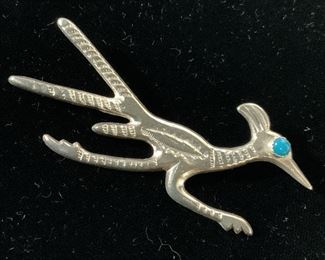 STERLING SILVER Vintage Road Runner Brooch