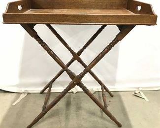 Antique Folding Wooden Butlers Tray Table