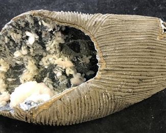 Peruvian Mined Stilbite on Quartz Geode