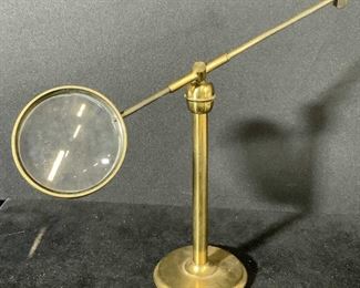English Vintage Brass Standing Desk Magnifier