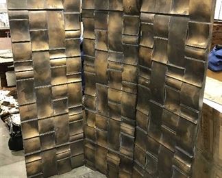 Three Panel Gilded Wood Screen