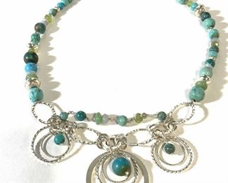 Sterling Silver Beaded Turquoise Necklace