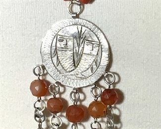 Sterling Silver & Jade Native American Necklace