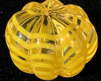 Signed Art Glass Pumpkin Paperweight