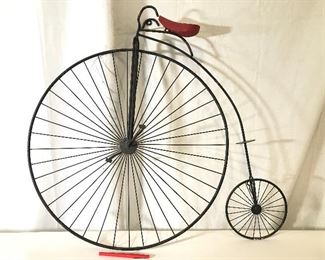Signed Metal Pennyfarthing Folk Art Sculpture