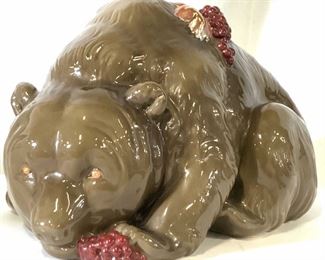 ZSOLNAY Signed Grape Bear Figural, Hungary