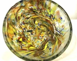 Art Glass Colorful Footed Bowl