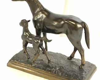 Bronze Horse & Colt Figural Statue