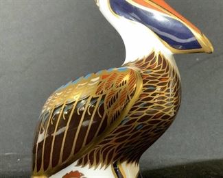 ROYAL CROWN DERBY Signed Brown Pelican, Org. Box