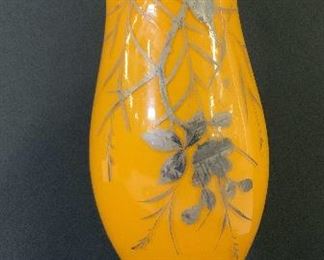 Czech Art Glass Handmade Orange Vase