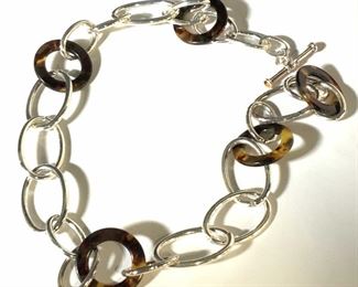 RALPH LAUREN Tortoise Shell Style Link Necklace