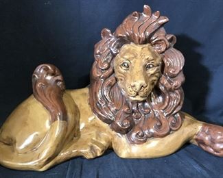 Ceramic Hand Painted Lion Sculpture
