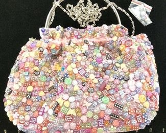 Handmade Pink Crystal Bead Purse, Paris