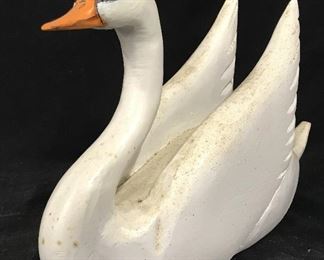 JIMMY CLAY Signed Hand Carved Wooden Swan Figural