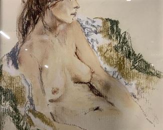JEFFREY JACOB Signed Female Nude Drawing 1975
