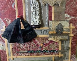 Chinese Mixed Media Assemblage Shadowbox Artwork