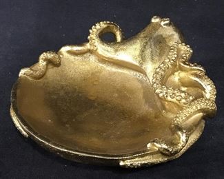 Gilded Wooden Octopus Trinket Dish