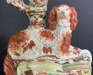 Antique English Staffordshire Spaniel Dog Figural