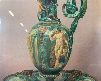 Antique JB WARING Majolica Ewer Chromalithograph
