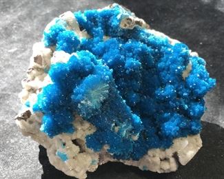 Peruvian Mined Druzy Dioptase & Blue Barite Geode
