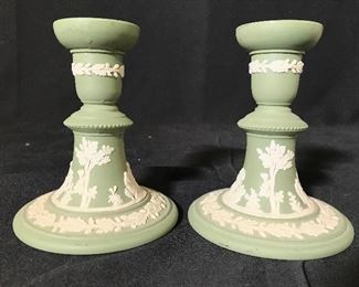 Pair WEDGWOOD Jasperware Candlesticks, England