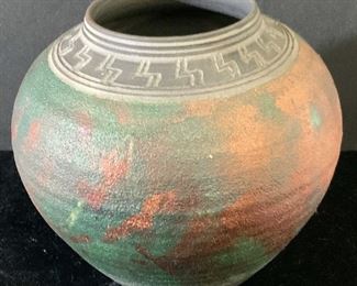 GAY LIEBERT Signed Artisan Pit Fired Raku Vase