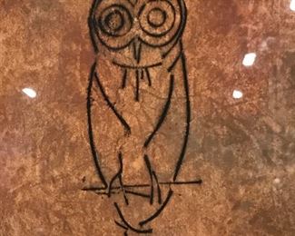 O’MALLEY Signed Ltd Ed Charcoal Litho Owl