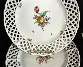 Set 11 NYMPHENBURG Porcelain Floral Dinner Plates