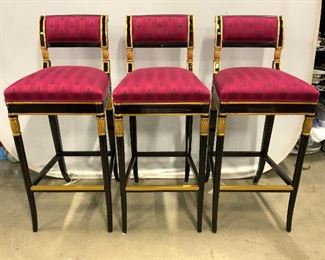 Set 3 Louis XVI Style Upholstered Bar Stools