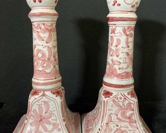 Pair Signed LA TERRINE Italian Candlesticks